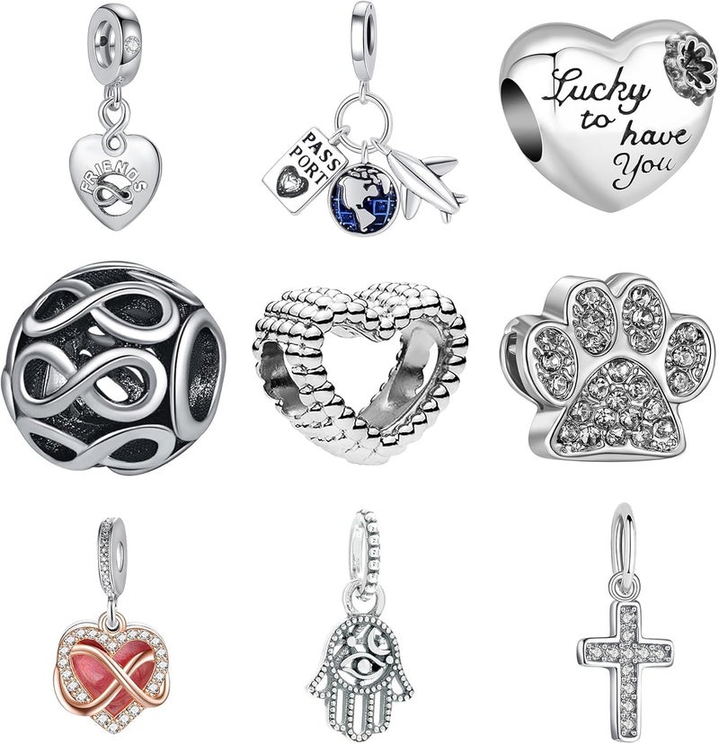 Acrobious 9PCS European Charms Beads Pendant For Bracelet, Charms DIY Bracelets Necklace Jewellery Gift - Image 1